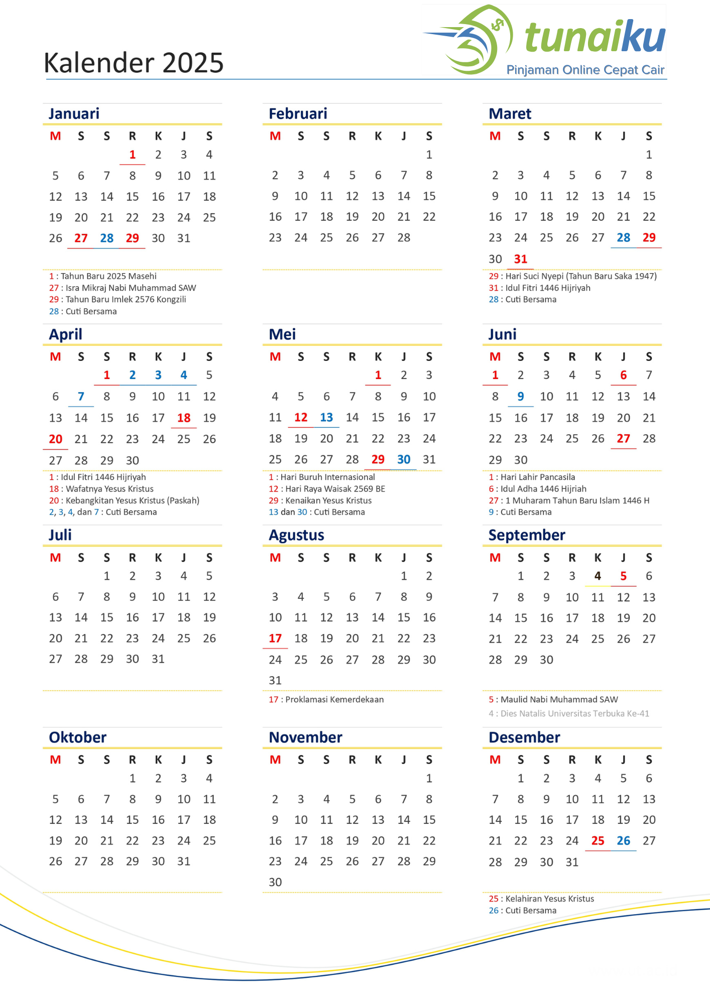 Kalender 2025 Lengkap Dengan Libur Nasional Download PDF