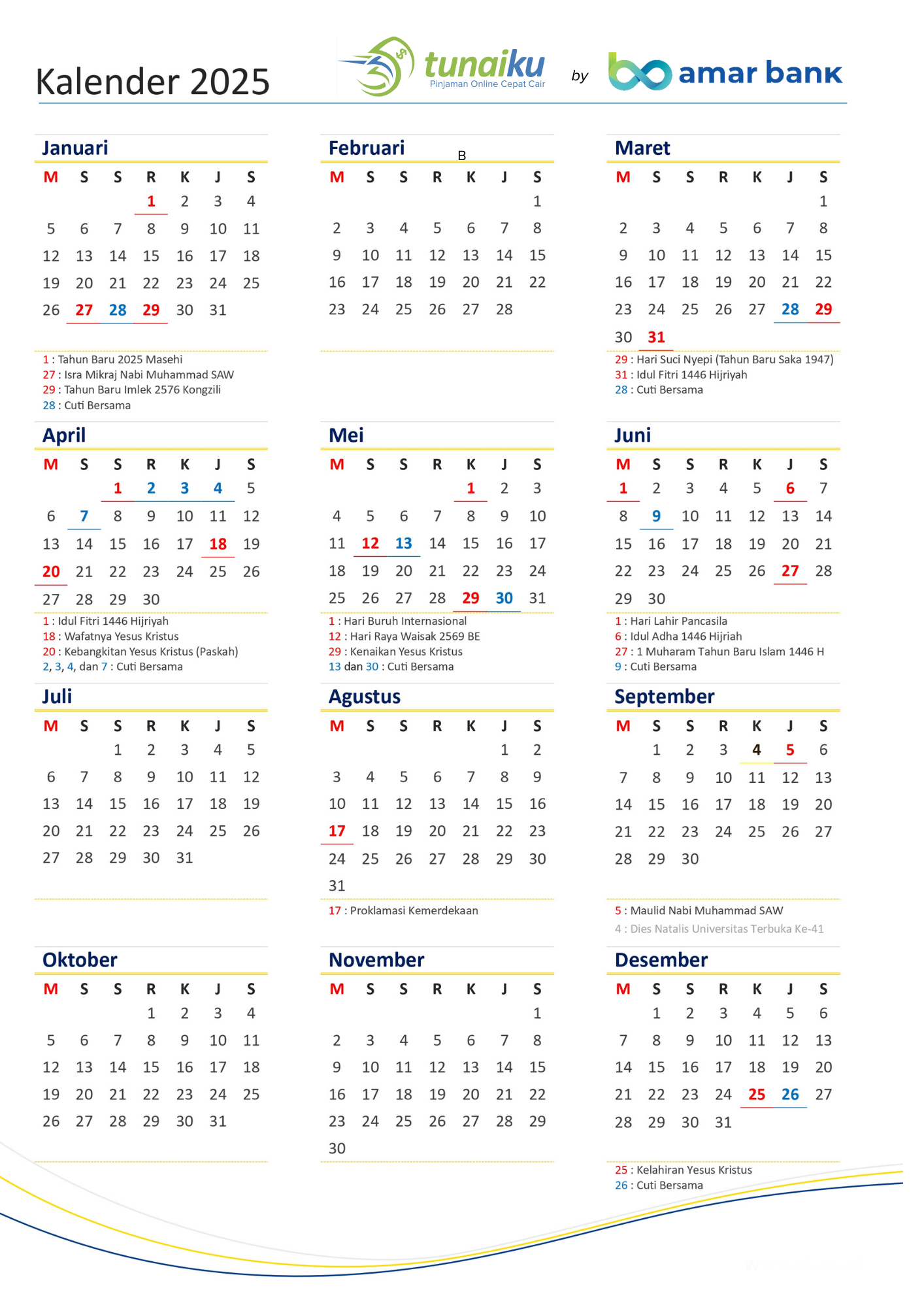 Kalender 2025 Lengkap Dengan Libur Nasional Download PDF